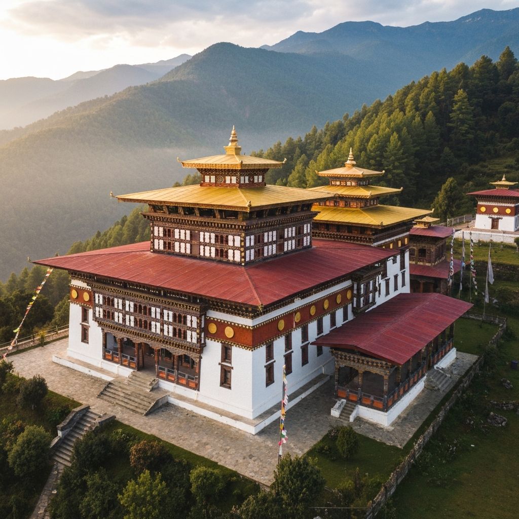 Sherab Chholing Anim Shedra nunnery in the Himalayan mountains of Bhutan