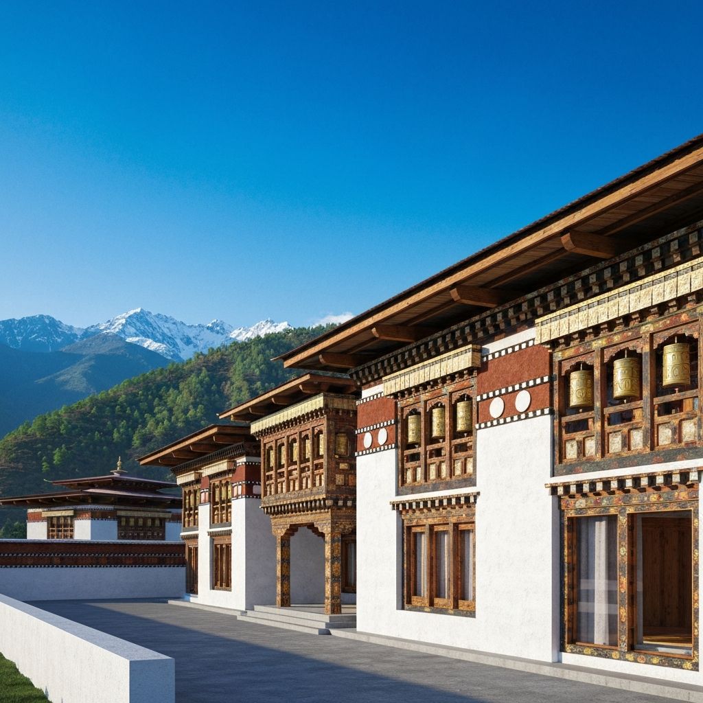 Architectural rendering of the proposed meditation center in Paro Valley
